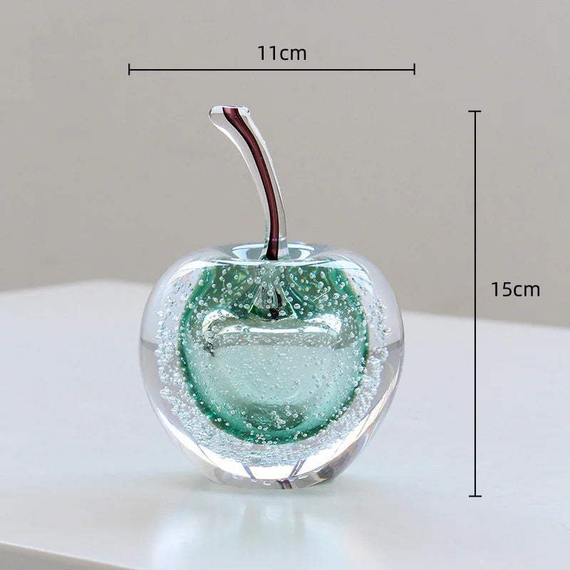 Afralia™ Crystal Glass Apple Pear Ornaments Home Decor Figurines