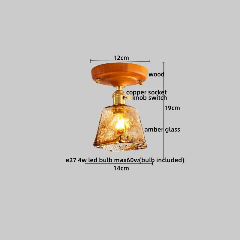 Afralia™ Wood Glass LED Ceiling Lights Modern Luminaria De Teto for Home Décor