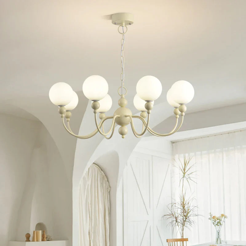 Afralia™ Modern Cream Green Glass Chandelier for Bedroom Living Room Kitchen