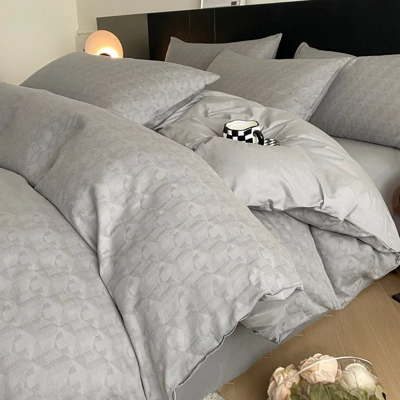 Afralia™ Luxury Jacquard 3-Layer Cotton Bedding Set - Soft & Skin-Friendly