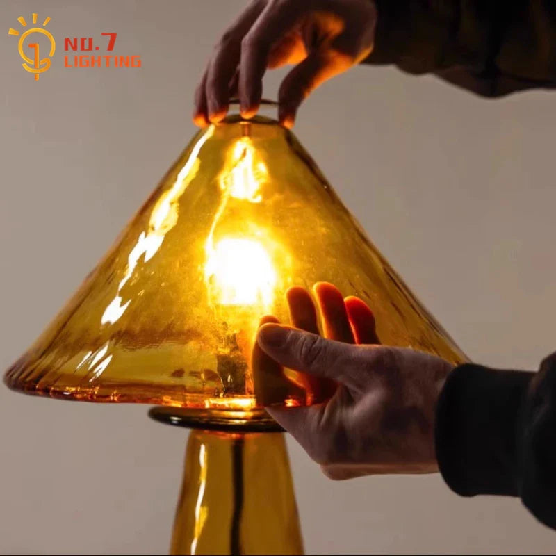 Afralia™ Retro Glass Table Lamp LED E27 Medieval Style Luxury Desk Light