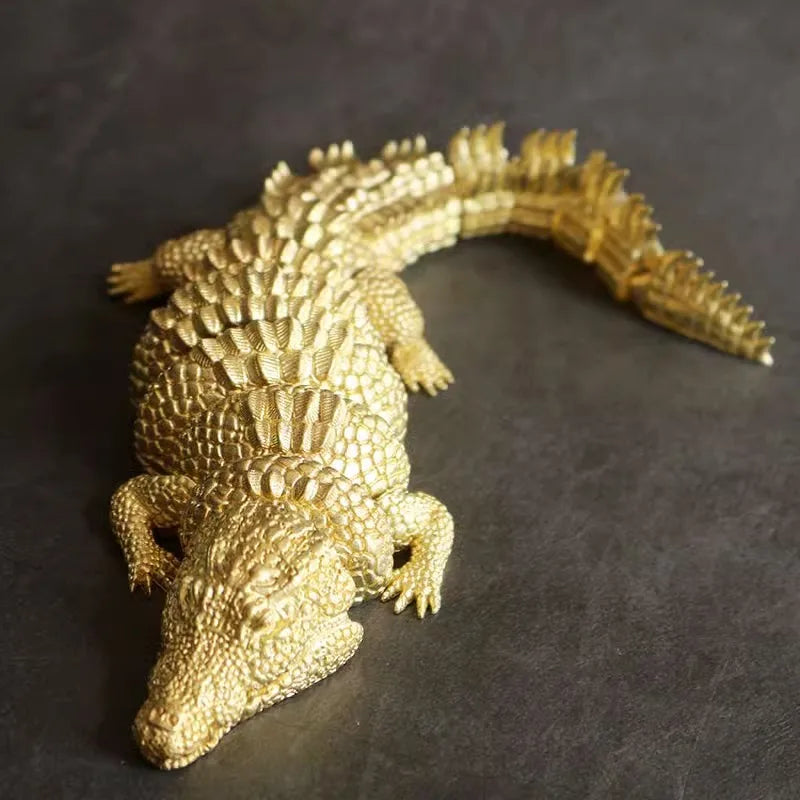 Afralia™ Brass Crocodile Sculpture: Articular Mobility Home Decor Accessory