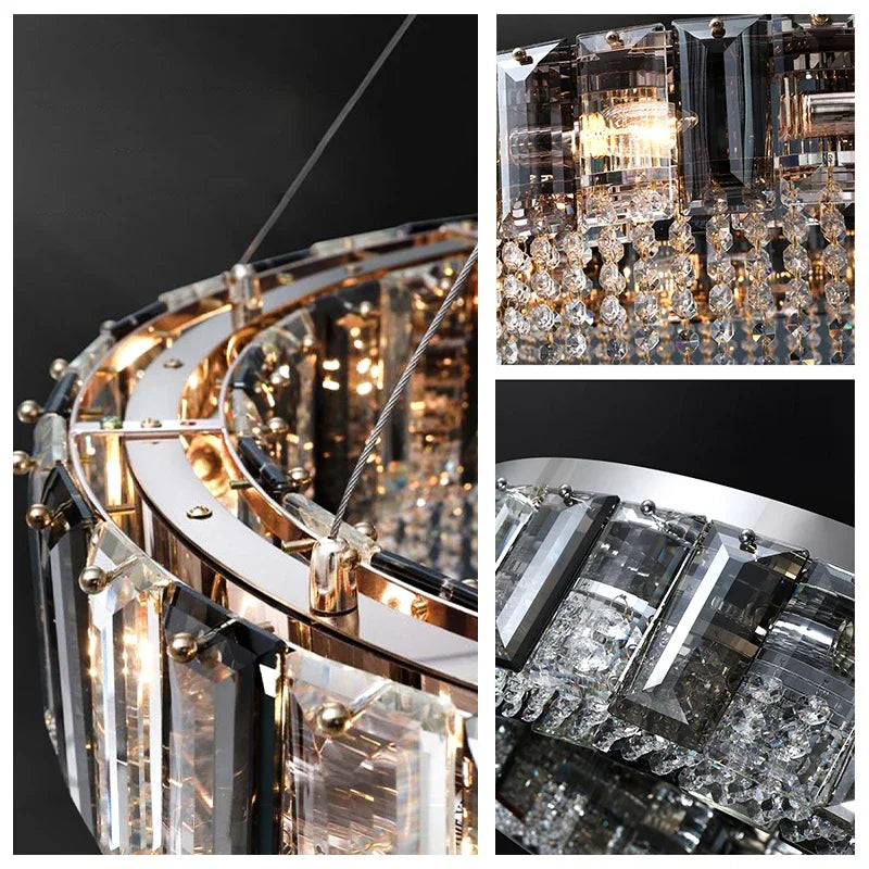 Afralia™ Crystal Pendant Chandelier LED Ceiling Light for Restaurant Living Room Bedroom