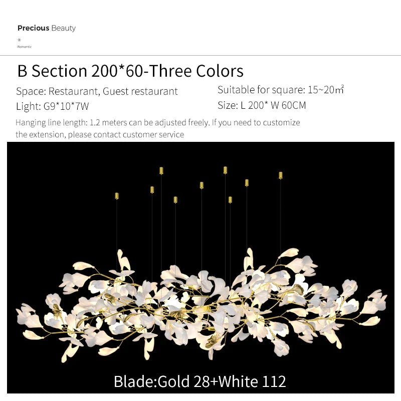 Afralia™ Ginkgo Biloba Chandelier: Elegant Duplex Living Room Hotel Lobby Pendant Light