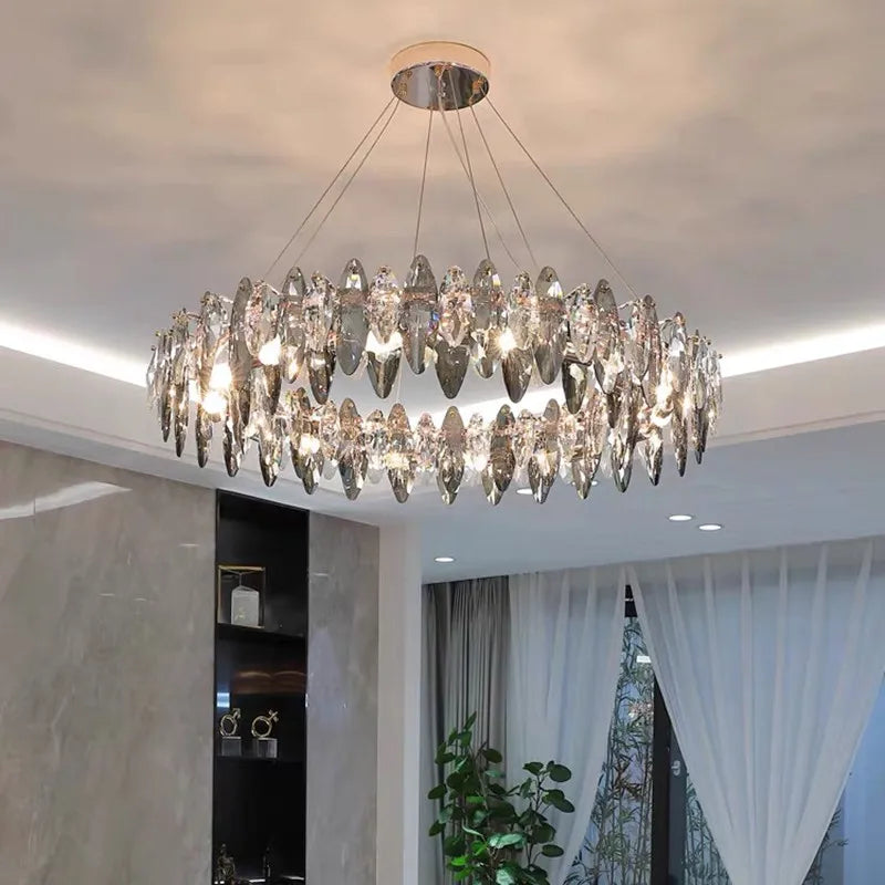 2024 Afralia™ Ash Crystal Ceiling Chandeliers, Modern Living Room Pendant Lamps, Home Decor Lighting