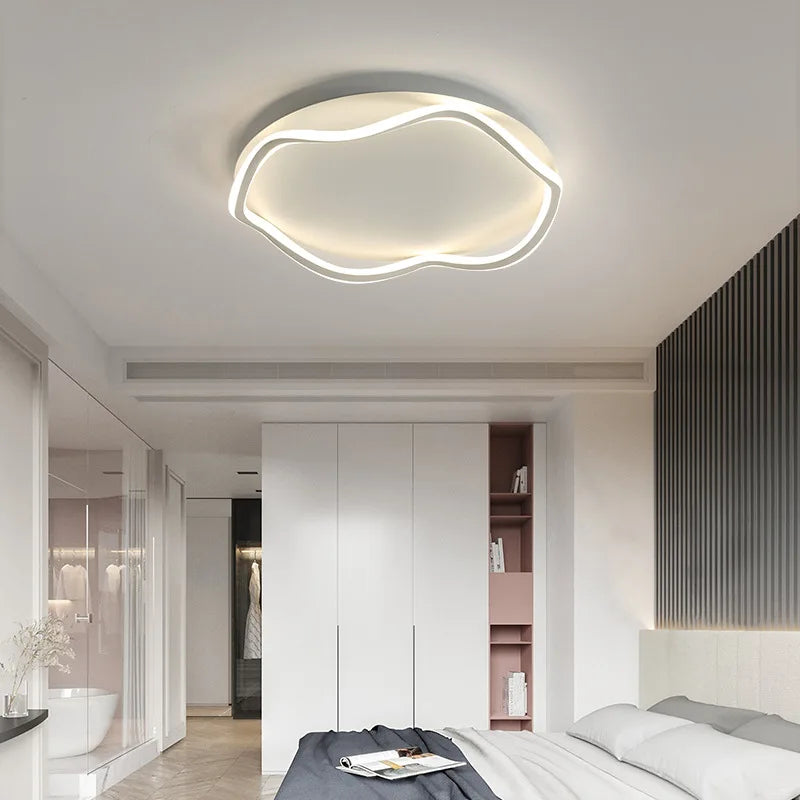 Afralia™ Modern Wave-Shaped LED Ceiling Lamps with Remote Control Dimming for Versatile Home Decor