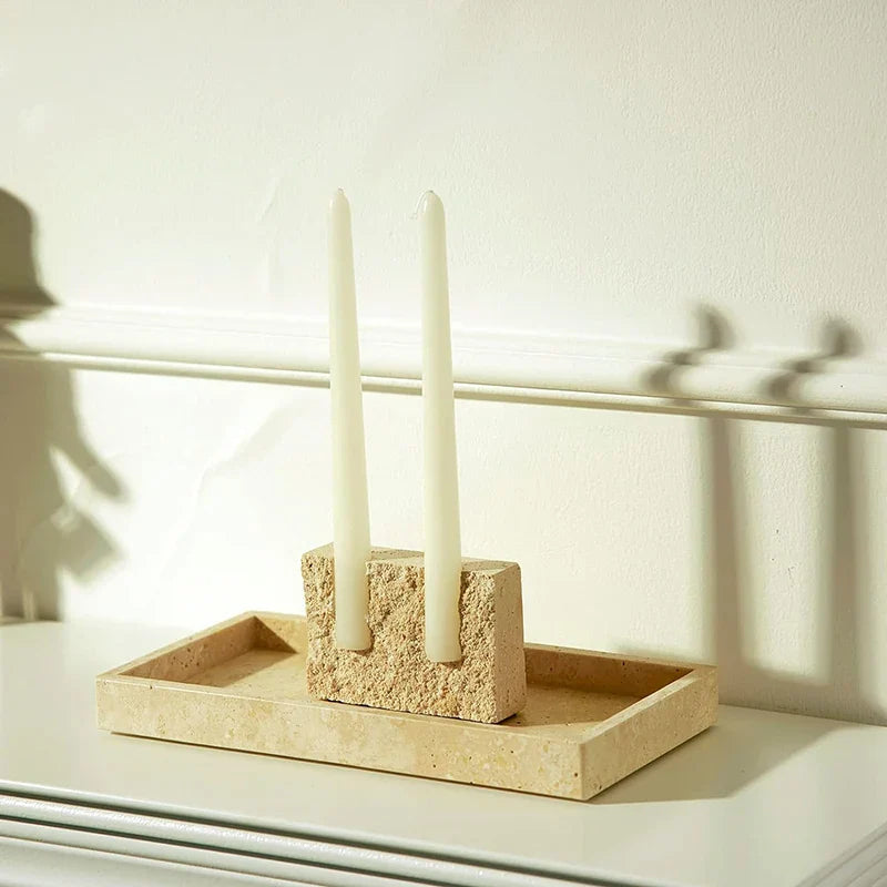 Afralia™ Marble Candlesticks Incense Burner Natural Stone Home Decoration