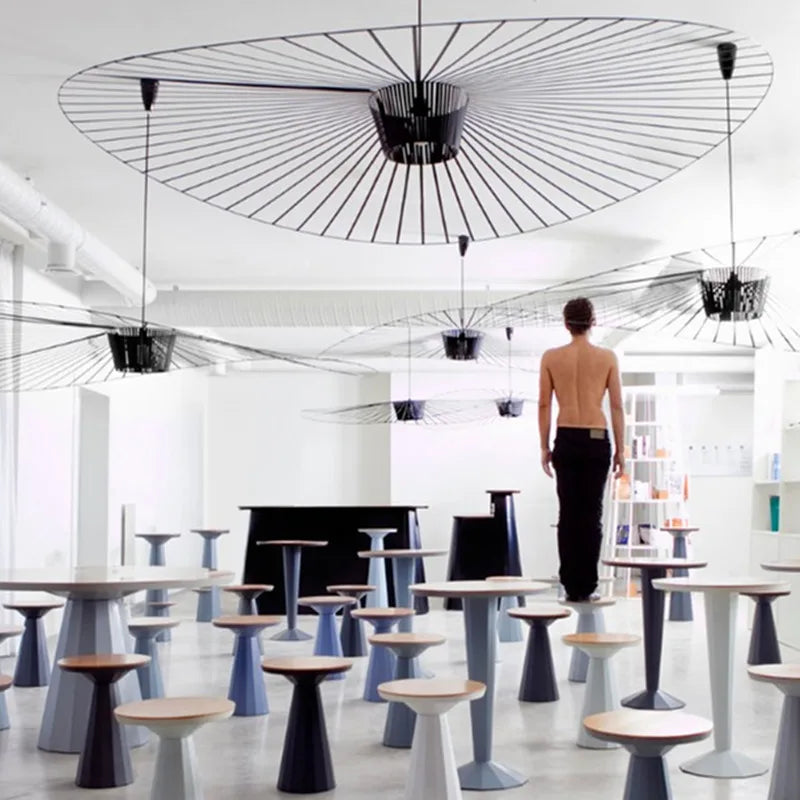 Afralia™ Vertigo Straw Hat Pendant Lamp French Fabric Elegant Designer Lighting