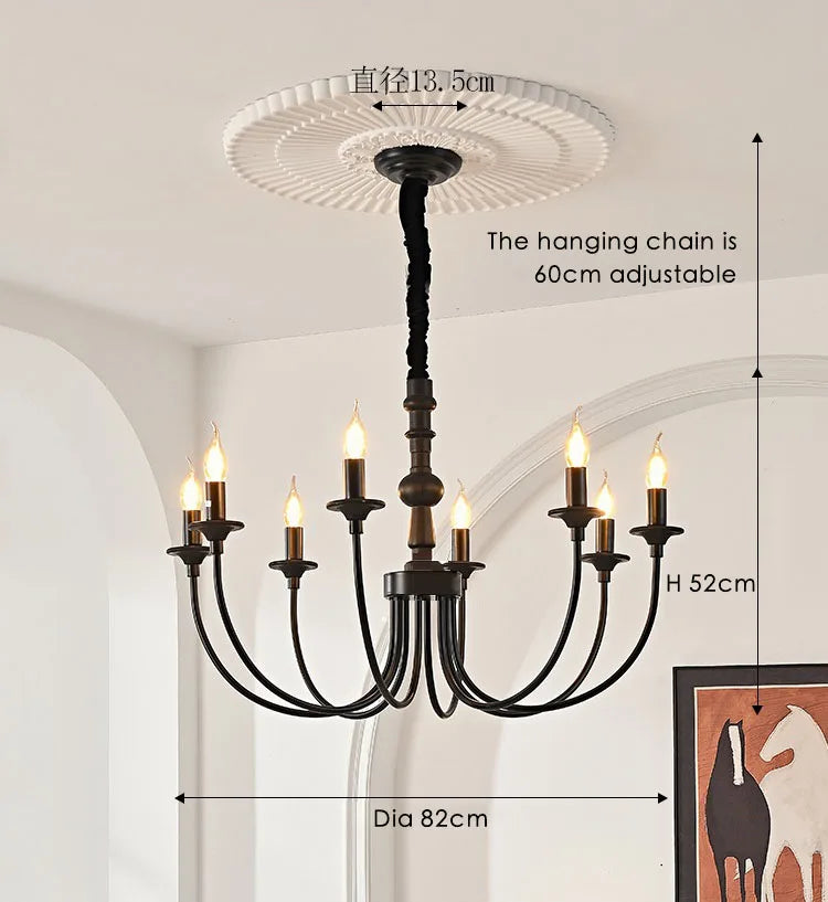 Afralia™ Black Metal Chandelier 8 Heads Pendant Lights for Home Decor