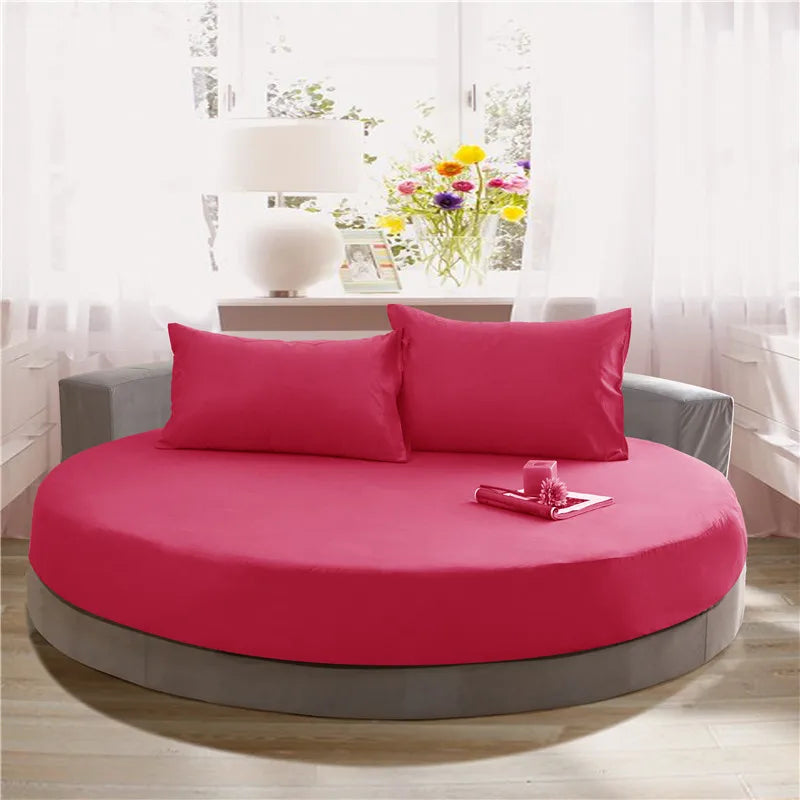 Afralia™ Cotton Round Fitted Bed Sheet Set with Pillowcases