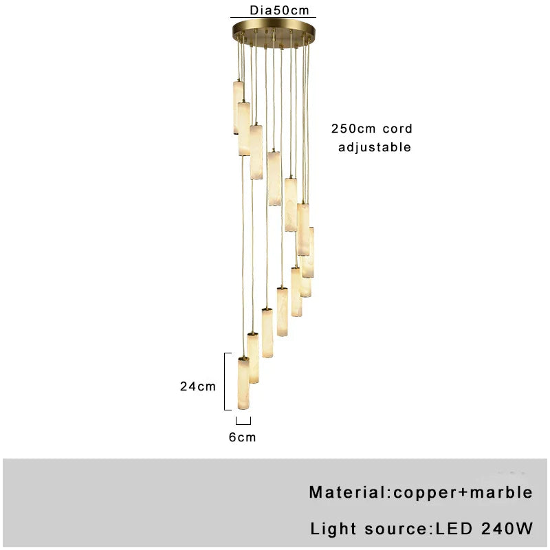 Afralia™ Gold Marble Pendant Light - Modern Cylinder Staircase Ceiling Lighting