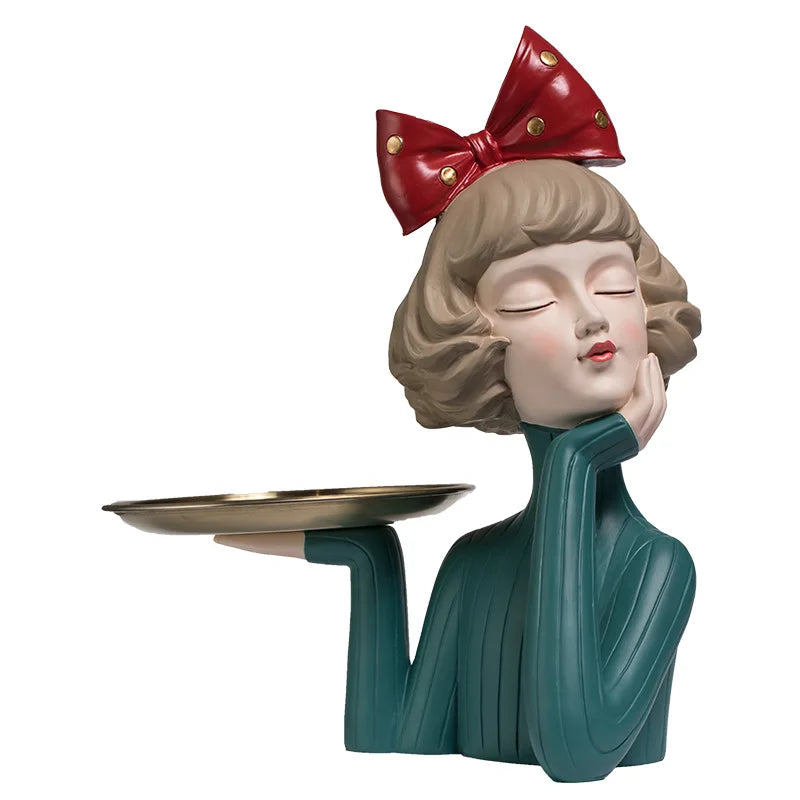 Afralia™ Bowknot Girl Resin Figurine | Home Room Decor & Wedding Gift