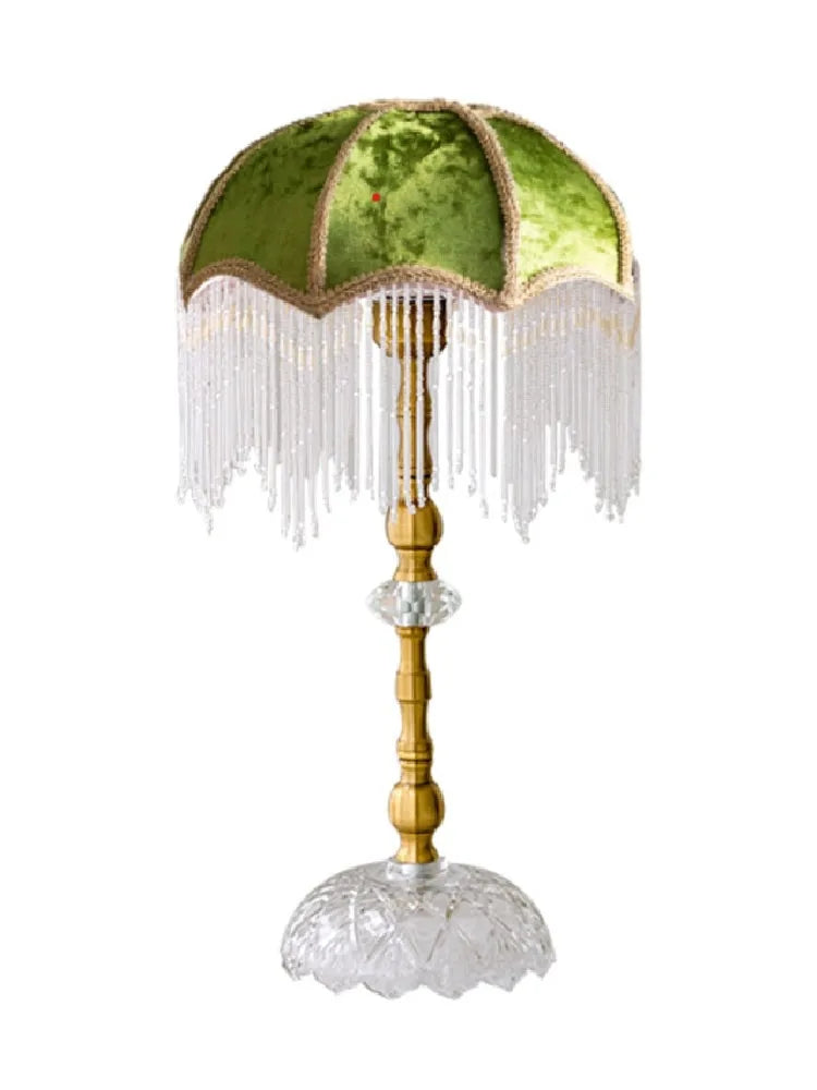 Afralia™ Gold Lustre Tassel Table Lamp LED E27 Vintage Classical for Bedroom Girls