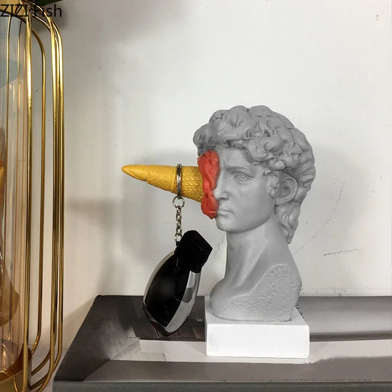 Afralia™ Ice Cream David Statue Myth Character Resin Ornament Desk Sculpture Home Decor