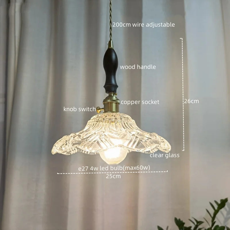 Afralia™ Modern Wood Handle LED Pendant Light for Dining Room, Balcony, Kitchen