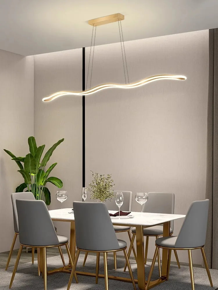 Afralia™ Modern Wave LED Chandelier for Dining Room and Bar Lighting