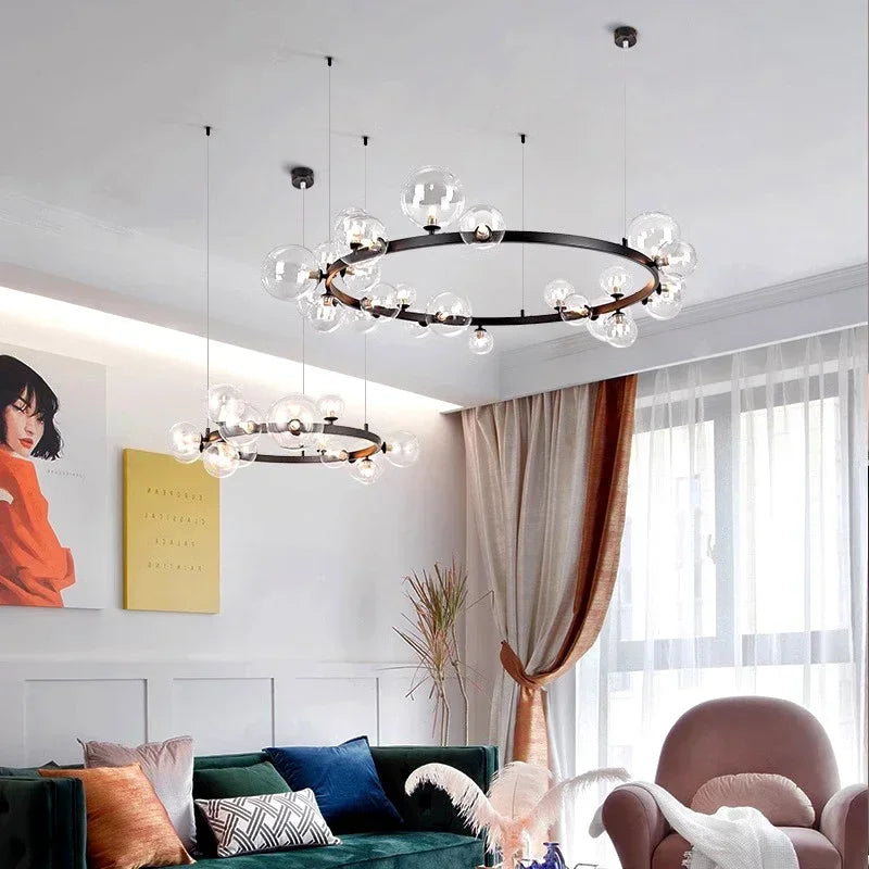 Afralia™ Glass Ball Pendant Chandelier for Kitchen Dining Living Room