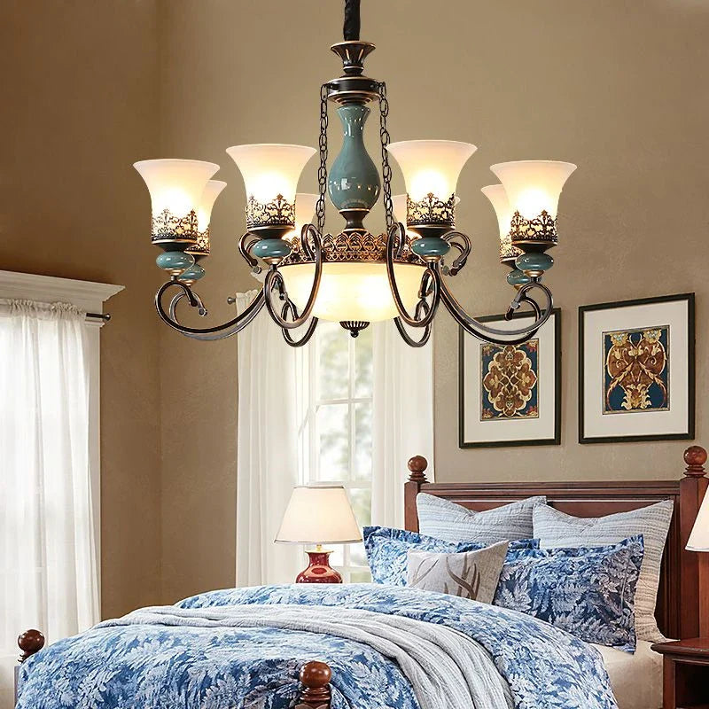 Afralia™ Vintage European Ceramic Chandelier for Living Room, Bedroom, Kitchen and Dining Room