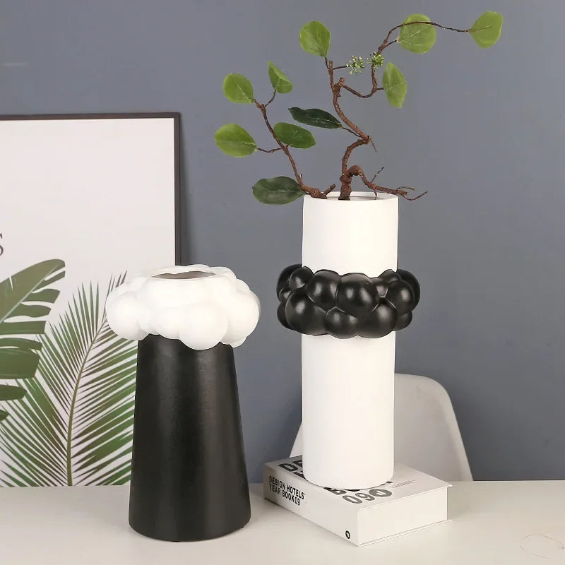 Afralia™ Abstract Patchwork Ceramic Vase Bubble Flower Pot Home Decor