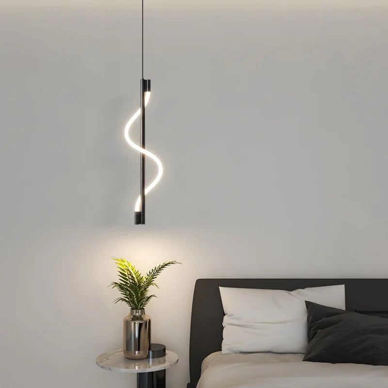 Afralia™ Copper Spiral Pendant Lamps: Remote Control Dimming LED Hanging Lights for Bedroom and Living Room