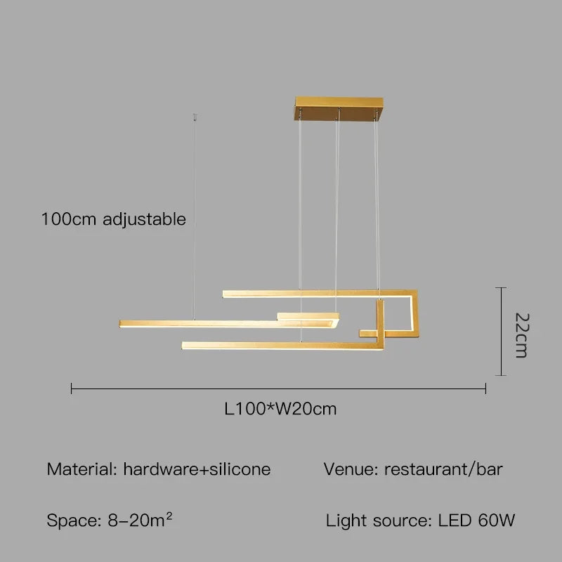 Afralia™ LED Rectangular Suspension Light for Kitchen Bar Living Room