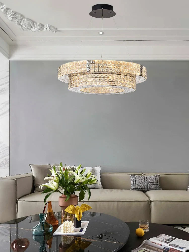 Afralia™ Crystal Chandelier: LED Ceiling Dining Room Lighting for Long Table Decor