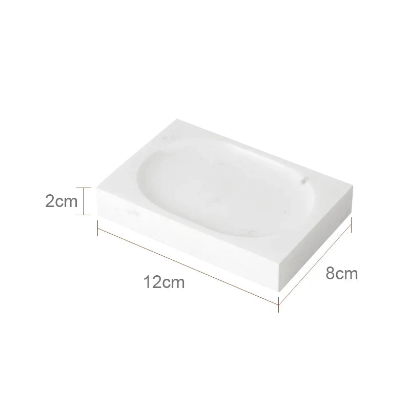 Afralia™ Volakos White Marble Bathroom Set: Soap Dispenser, Makeup Rack, Vanity Tray