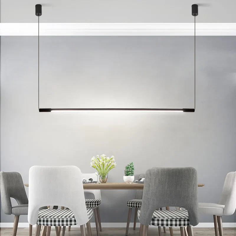 Afralia™ Black Dimmable Led Linear Pendant for Dining Room Chandelier