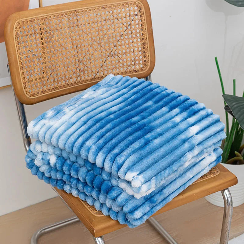 Afralia™ Striped Faux Rabbit Plush Multi Functional Blanket for All Seasons