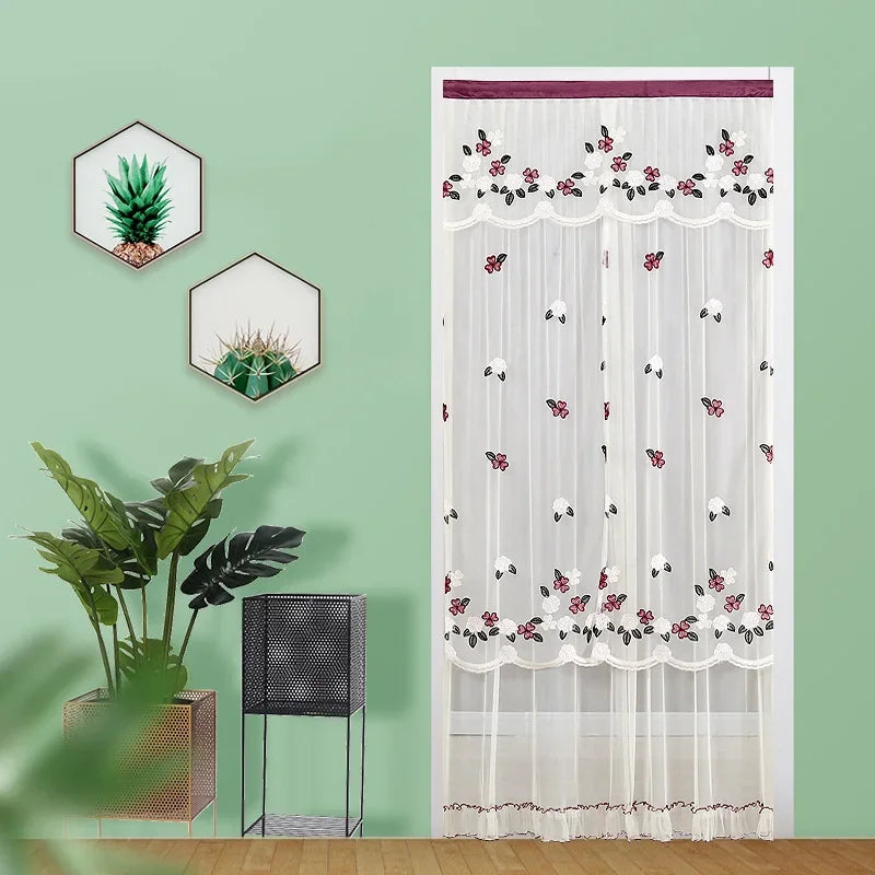 Afralia™ Lace Embroider Anti-Mosquito Net Door Curtains - Pleated Design for Light and Air Flow