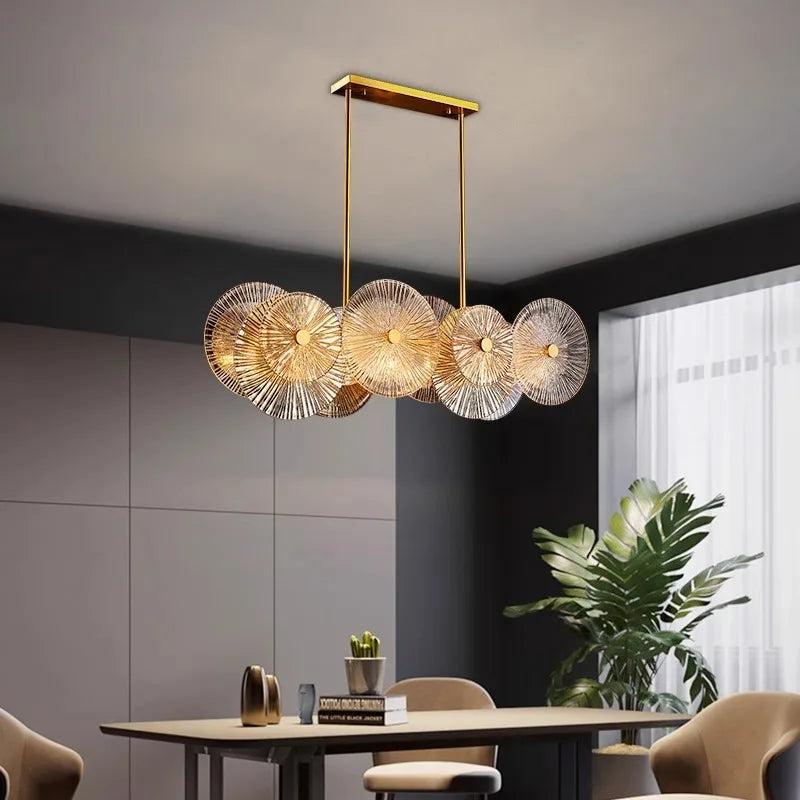 Afralia™ Luxury Lustre Glass Chandelier LED Pendant Lamp for Living Room Dining Bedroom