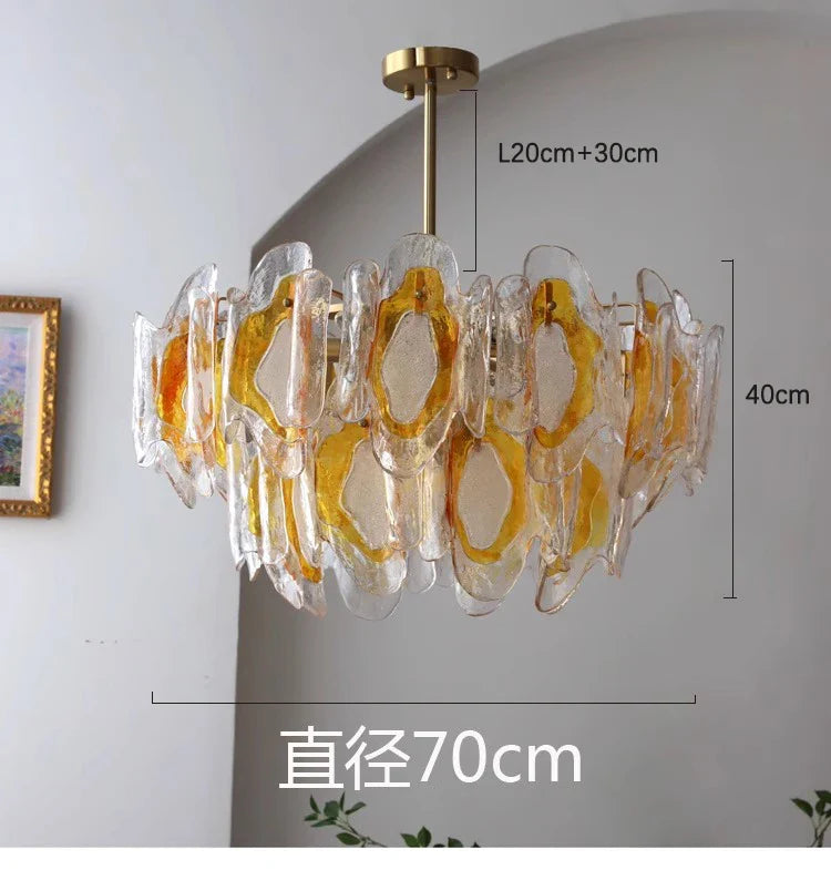 Afralia™ French Amber Glass Chandelier for American Living Spaces
