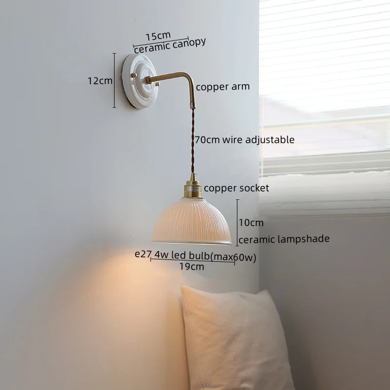 Afralia™ Nordic Style LED Wall Lights Ceramic Bedroom Living Room Modern Lamparas