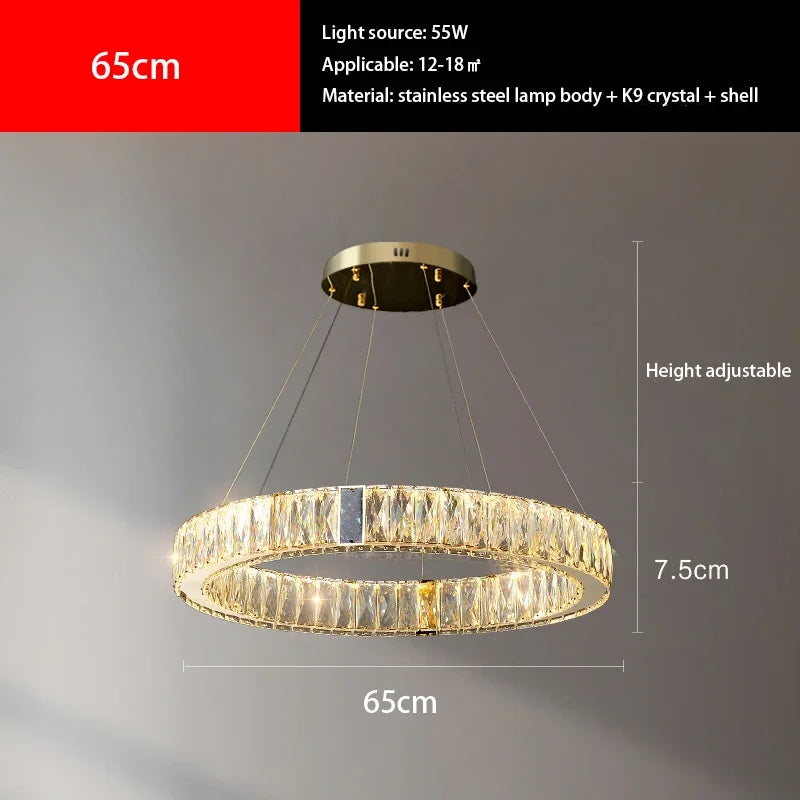 Afralia™ Crystal Round Ceiling Chandelier LED Lighting Fixtures for Kitchen Dining Room & Villa