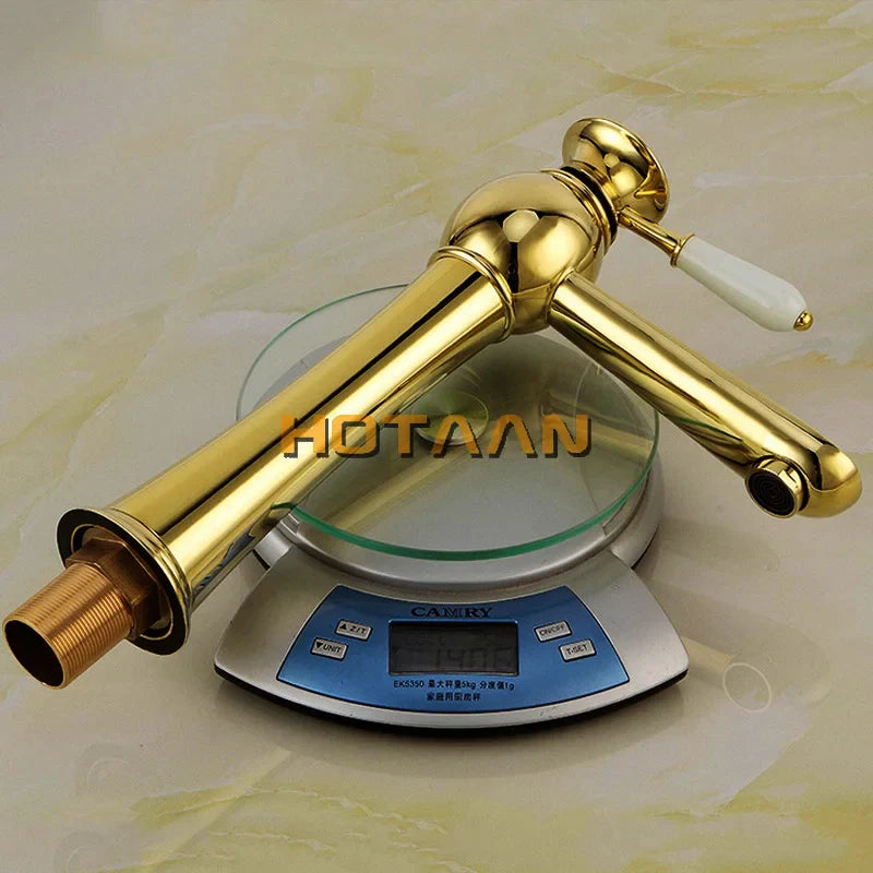 Afralia™ Gold Basin Faucet with Ceramic Mixer Tap - Bathroom Torneiras Para Banheiro