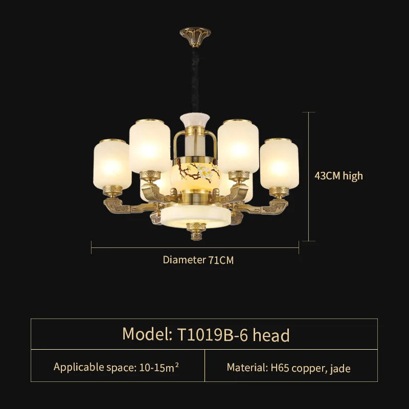 Afralia™ Vopper Jade Lamp: Modern Chinese Chandelier for Living & Dining Rooms