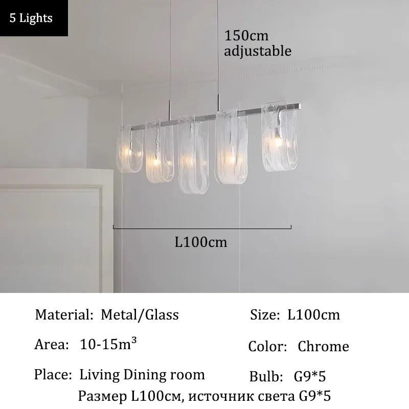 Afralia™ Glass Pendant Chandelier Ceiling Light Fixture for Home Dining Room Luxe Decor