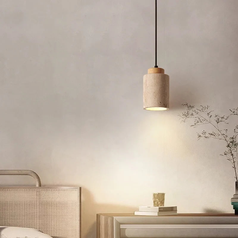 Afralia™ Yellow Travertine LED Pendant Lamps for Living Room Bedside Kitchen Decor