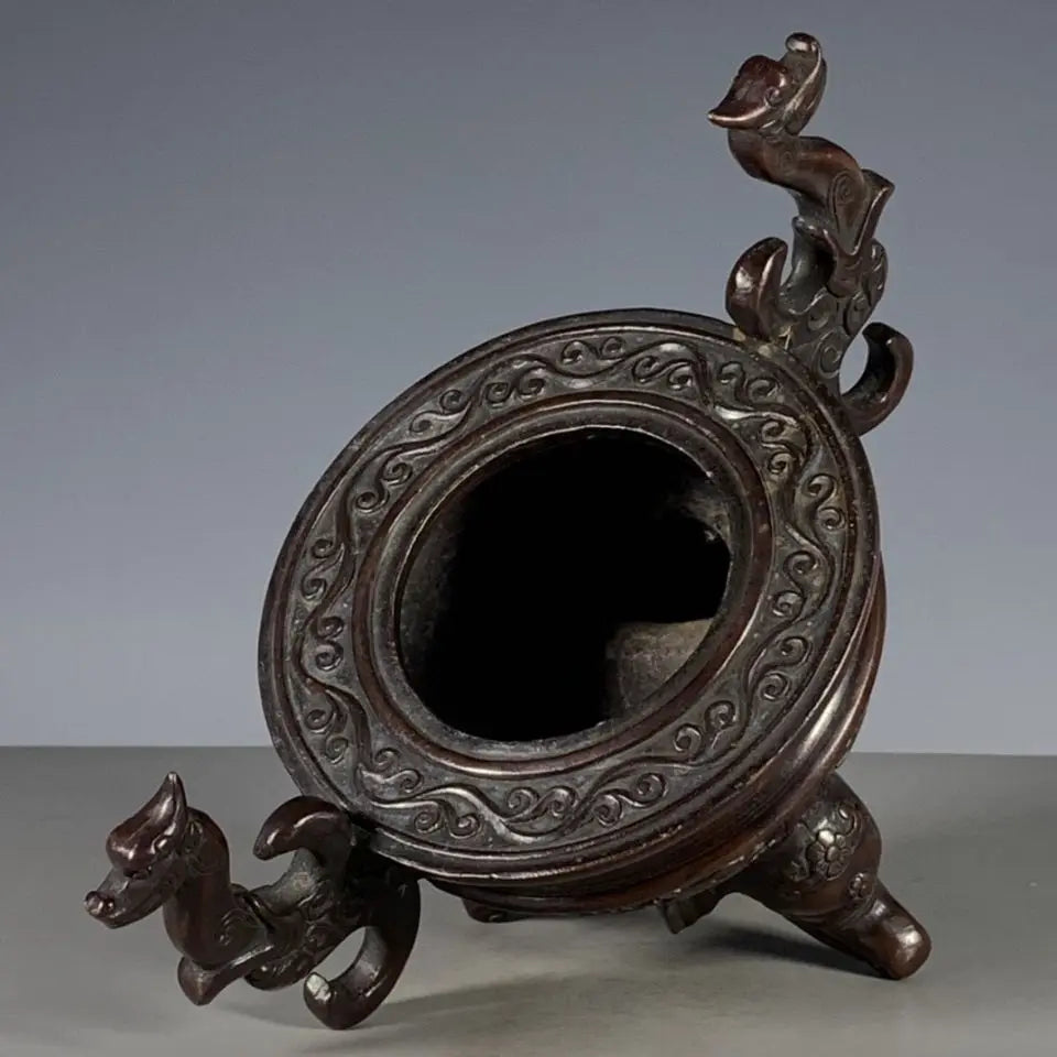 Afralia™ Purple Copper Elephant Foot Incense Burner - Antique Artifacts Collection
