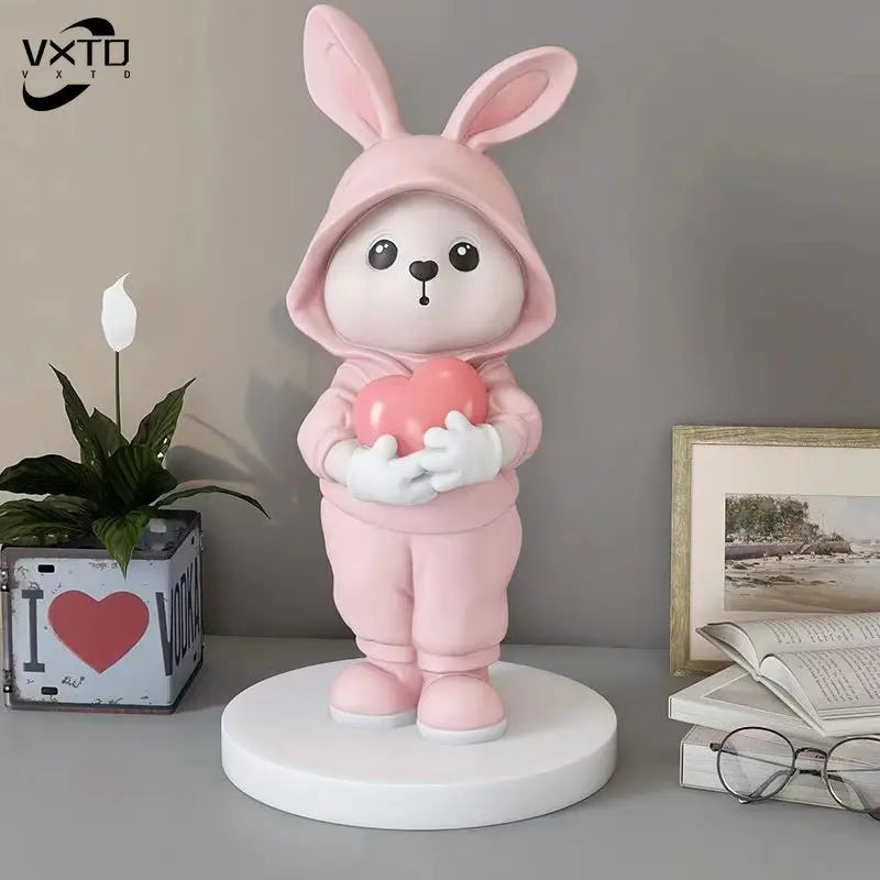 Afralia™ Cute Rabbit Desk Figurines, Cartoon Home Decor, Nordic Arts, Crafts Supplies