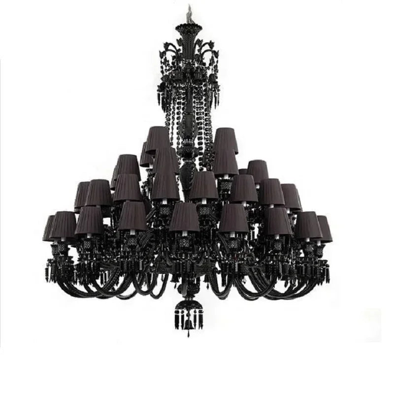 Afralia™ Black Crystal Chandelier: Luxury Lighting for Villa Hotel, Living Room, Dining Room