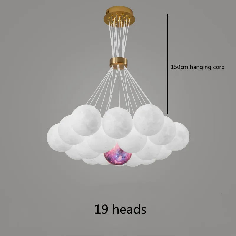 Afralia™ LED Lunar Ball Chandeliers for Living Bedroom Home Decor Lighting