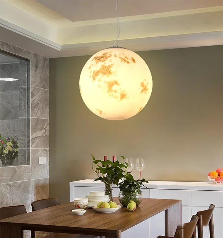 Afralia™ Full Moon Chandelier: Nordic Retro Ball Pendant Light for Modern Home Decor