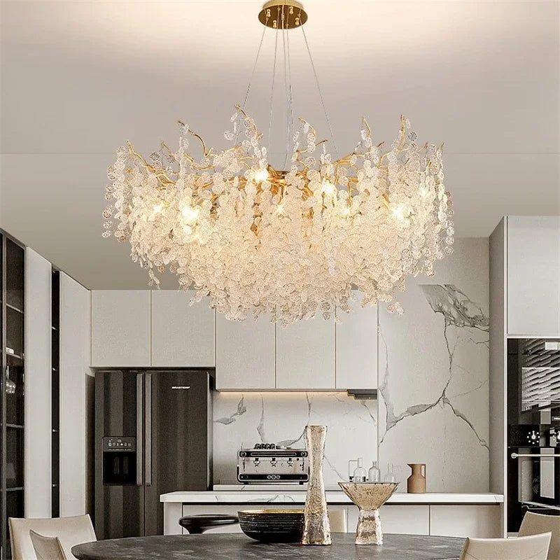 Afralia™ Crystal Luxury LED Chandelier for Living & Dining Room Decoration Fixture