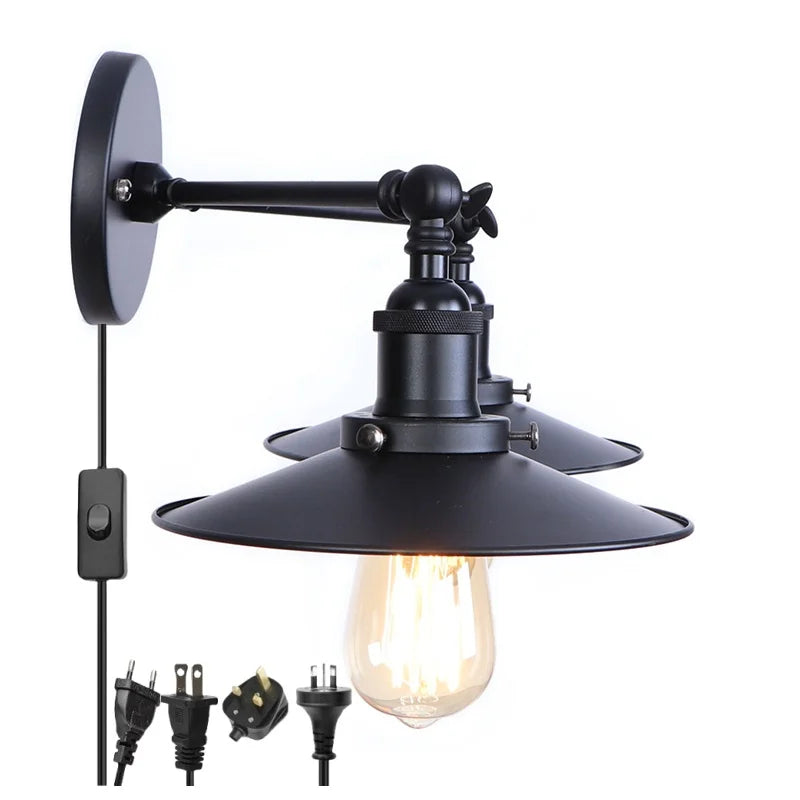 Afralia™ Vintage Iron 2-Head LED Wall Lamp for Foyer Living Room & Bedside