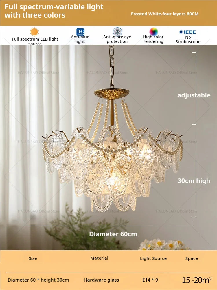 Afralia™ Glass Dining Room Chandelier: Retro French Style for Living & Master Bedroom