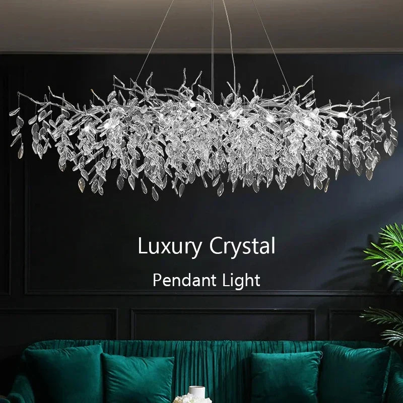 Afralia™ Crystal Branches Ceiling Chandelier LED Pendant Lights for Living Dining Bedroom