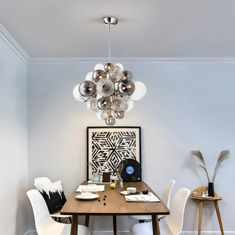 Afralia™ Glass Ball Ceiling Chandelier for Living Room Dining Bedroom - Nordic Air Bubble Pendant Light