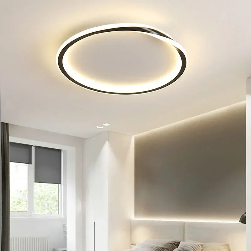 Afralia™ Modern Geometric LED Ceiling Lamp - Luxurious Black Iron Finish