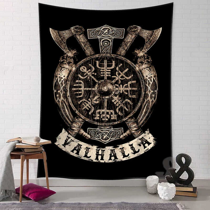 Viking Raven Tapestry Wall Hanging for Boho Home Decor by Afralia™